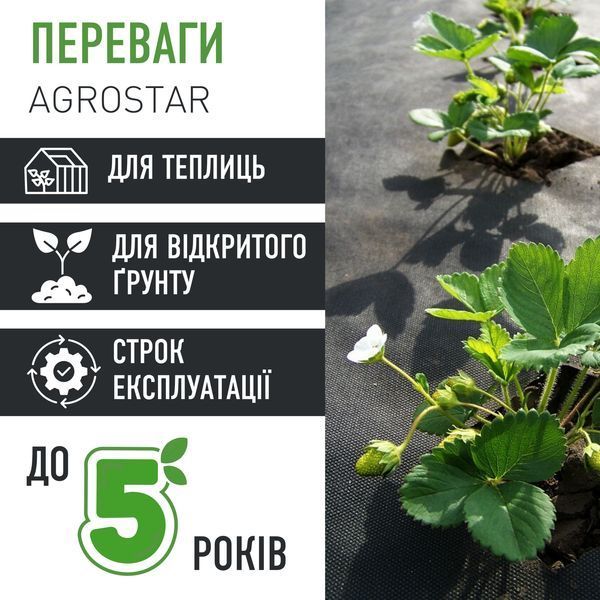 Агроволокно чорне 100г/м2 AgroStar 3,2*50м для укриття рослин полуниці захист від бурянів та сонця заморозків мульчування спанбон А0057168 фото