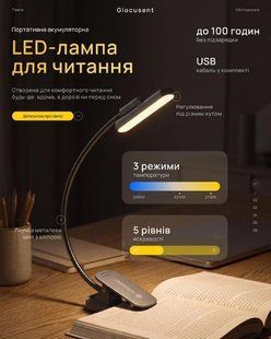 Аккумуляторная лампа для чтения книг с зажимом 22 светодиода 5 уровней яркости портативный настольный светильник для дома 3125949288 фото